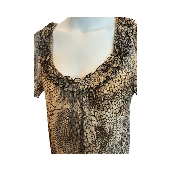 INC International Concepts Snake Print Blouse - Brown and Cream size L - Picture 6 of 7